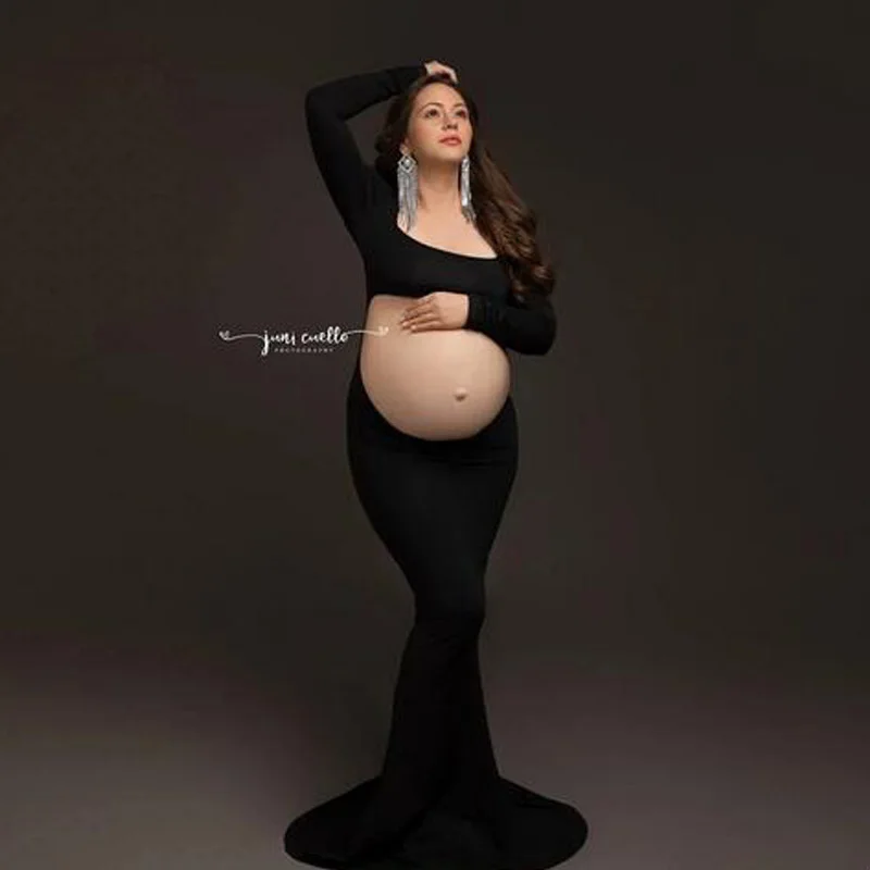 Maternity Dresses For Photo Shoot Sexy Cut Out Front Open Backless Maxi Dress Wedding Party Photography Pregnant Women Clothes