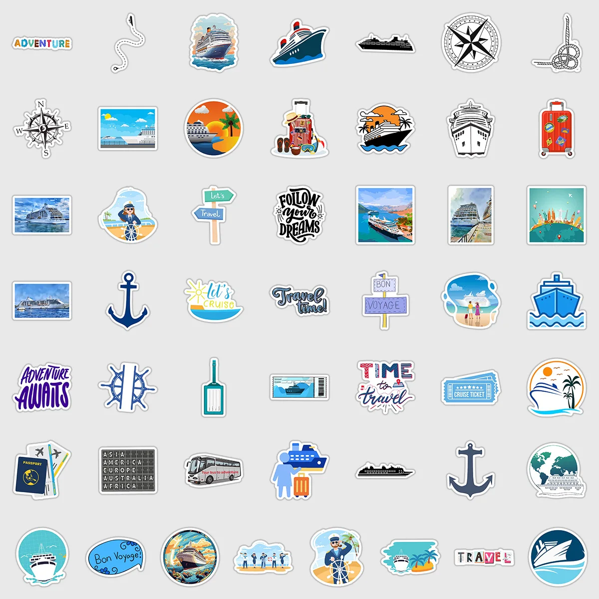 

10/30/50PCS Cartoon Cruise Ship Vacation Travel Graffiti Sticker Creative Decorative Water Cup Mobile Phone Waterproof Toys Gift