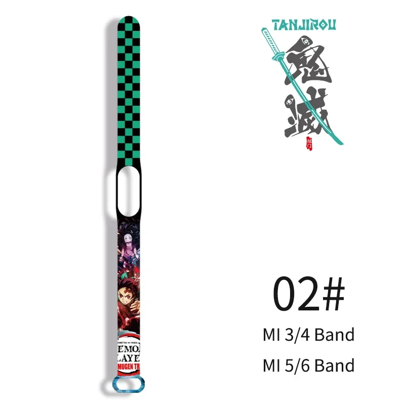 Demon Slayer Tanjirou Strap for Mi Band 4 3 5 6 Creative Anime Graffiti Silicone Sports Bracelet Replacement High Quality Strap