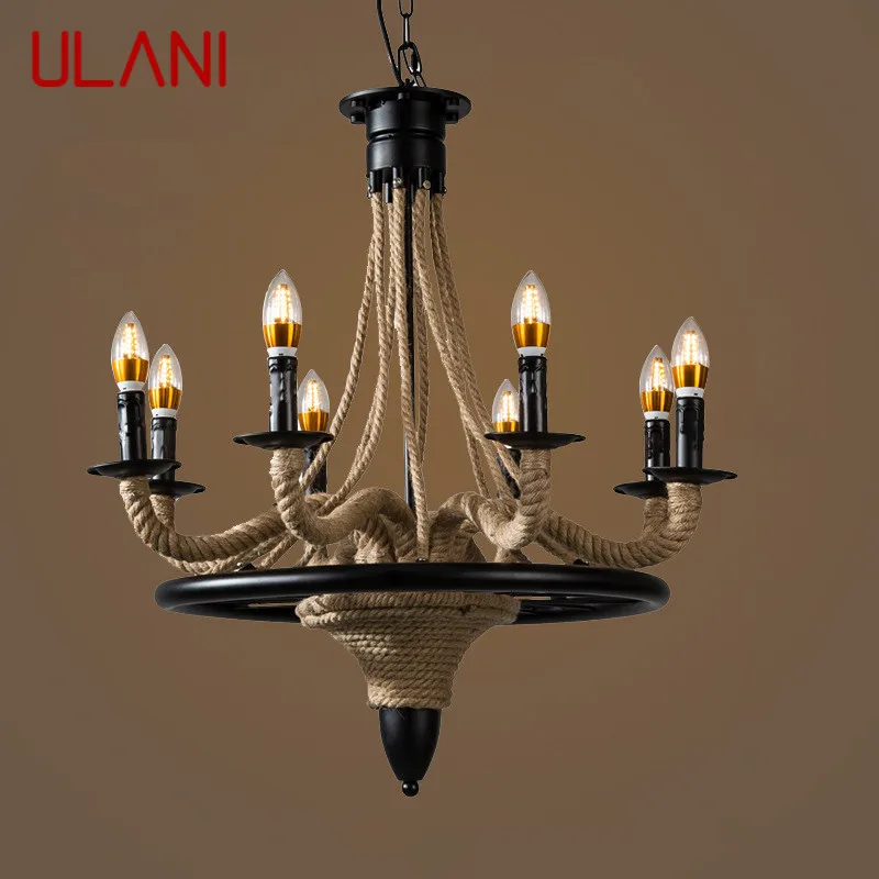 ULANI American Style Retrohemp Rope Chandelier Nostalgic Loft Industrial Style Internet Cafe Restaurant Hot Pot Shop Pendant