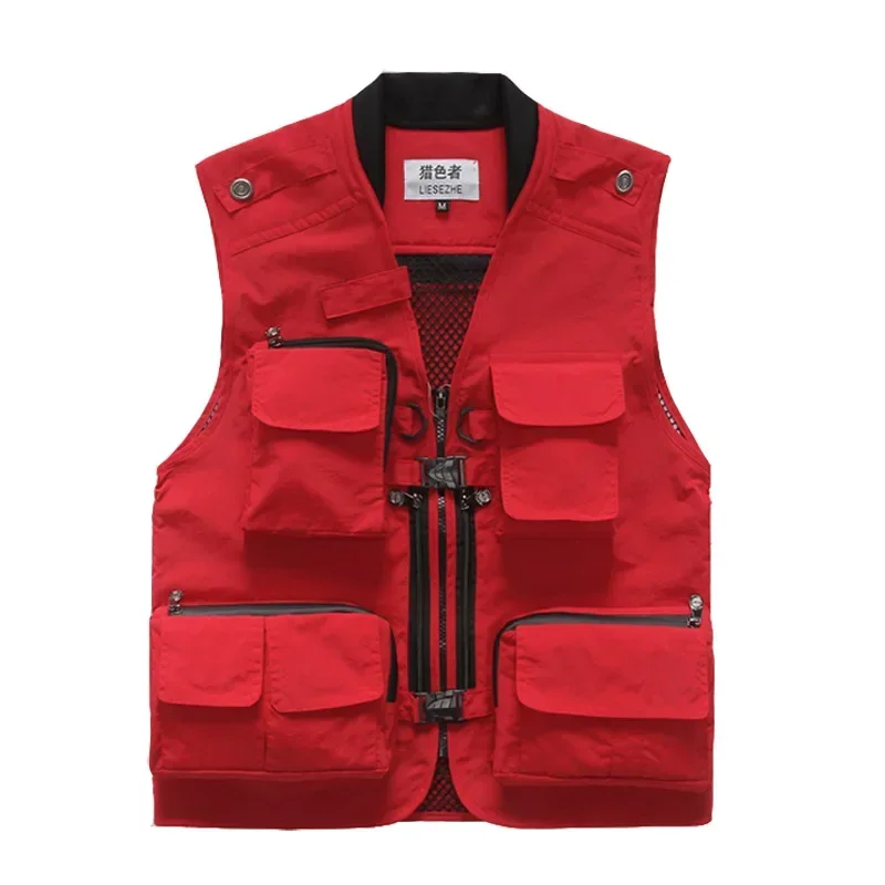 2024 Men's Outdoor Quick-Drying Multifunctional Photography Fishing Sports Vest Solid Color Thin Multi-Pocket Vest