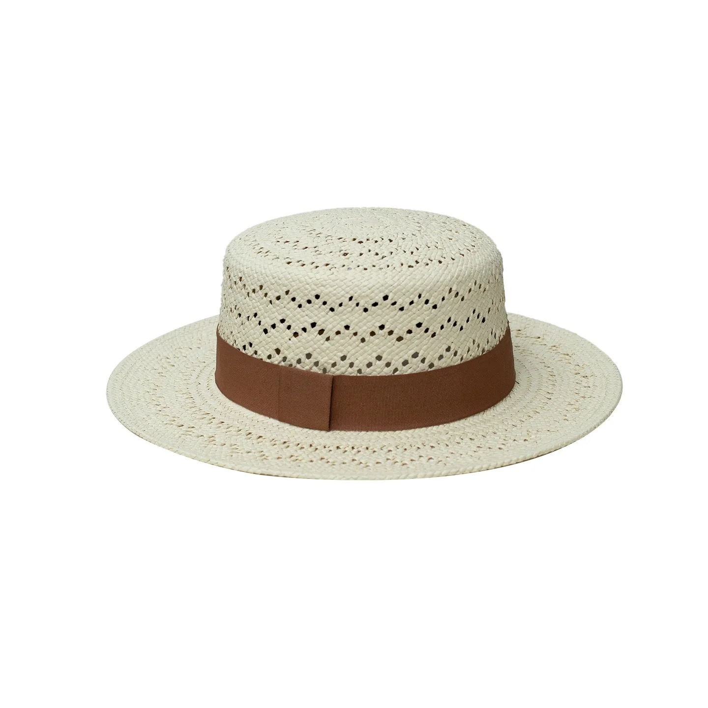Spring/Summer Fashionable Casual Sun Hat, Flat-Top Sun Hat, Handwoven Straw Hat, Wide-Brimmed Top Cap, Outdoor Sun Cap