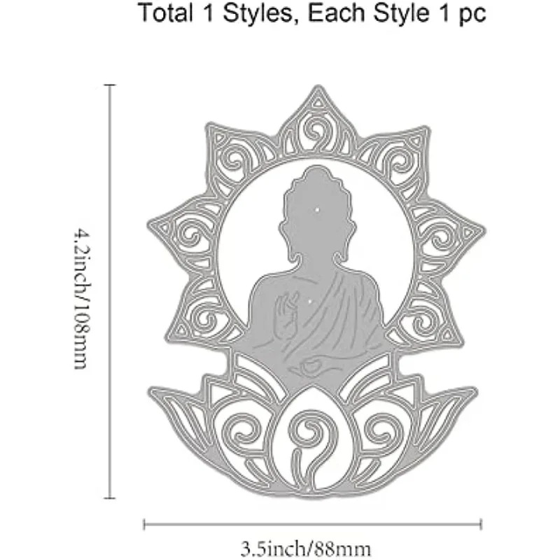 Matryce do krojenia buddy posąg buddy mandali lotosu, obraz buddy metalowa matryca wycina kartki z prezentami urodzinowymi do scrapbookingu