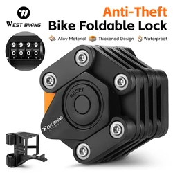 WEST BIKING Bike Foldable Password Lock Anti-theft E-Bike Chain MTB Padlock Motorcycle Safety Portable Locks Bicycle Accessories