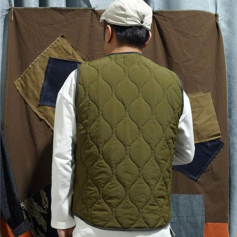 Gilet rembourré en coton pour hommes, veste matelassée sans manches, épaisse et chaude, mode décontractée, vêtements d\'extérieur pour hommes,