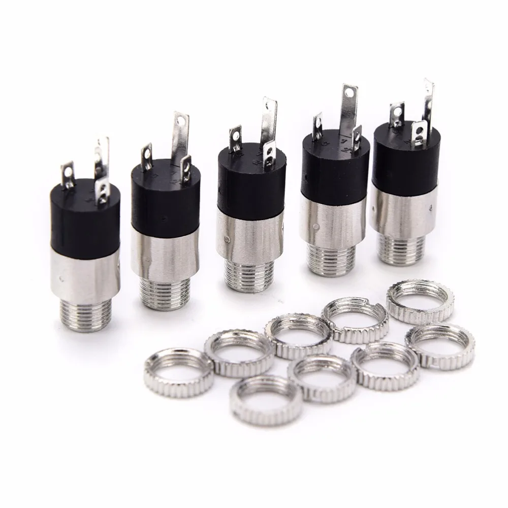 PJ-392 Tomada fêmea estéreo banhado a ouro com parafuso, 3,5mm, áudio e vídeo, conector de fone de ouvido, 5PCs