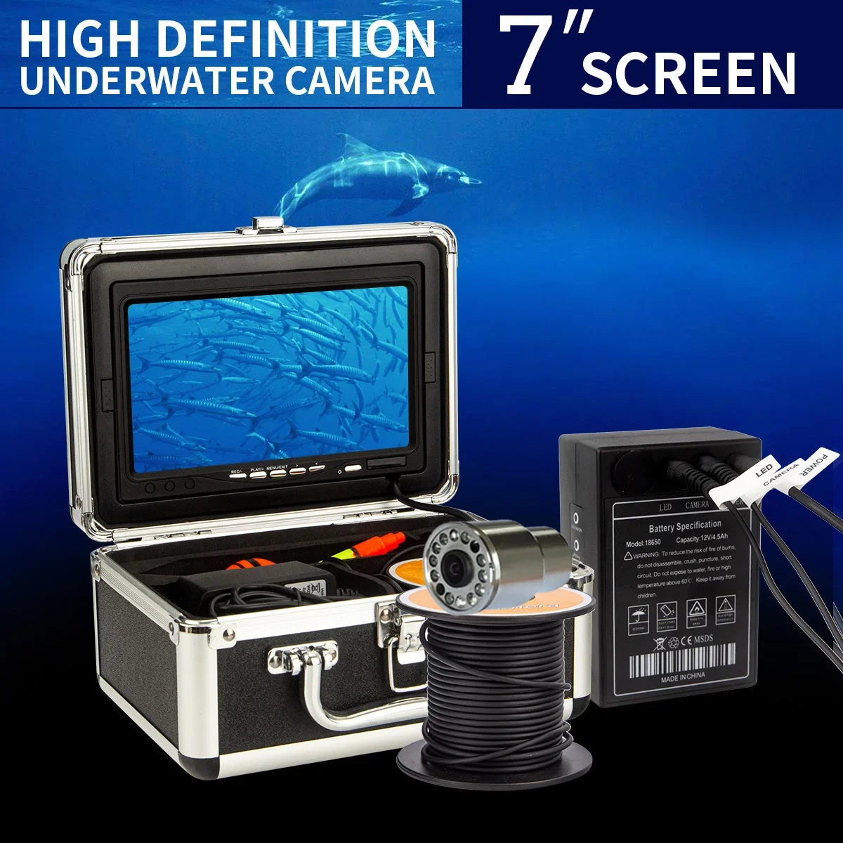 WF13Plus Portable Underwater Fishing Camera 9inch TFT LCD Screen Monitor HD 1200TVL for Lake Sea and Boat Fishing 15 30 50 Cable
