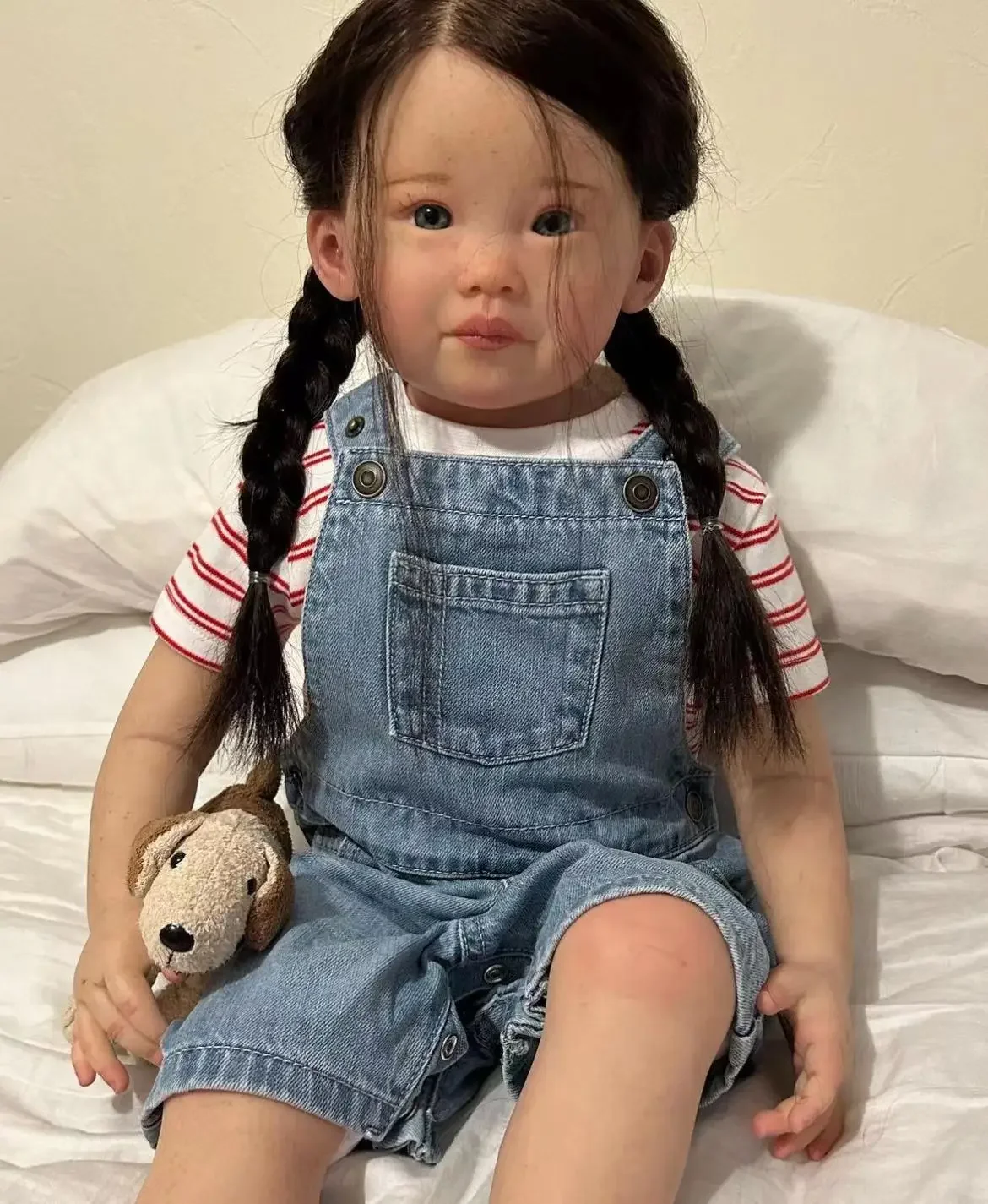 SINO-BB aangepaste beperkte levering 32 inch herboren baby Leonie handgeworteld haar al klaar pop