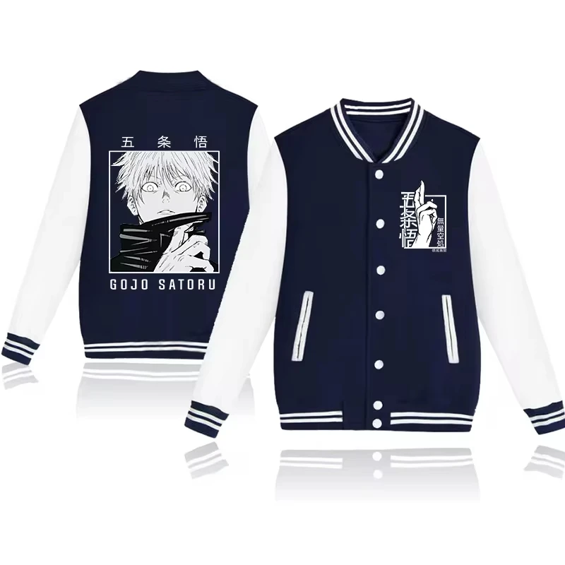 Anime New Gojo Satoru Baseball Jacket Shirt Men's Women's Fashion Street Style Elements Sweatshirt Baseball Uniform Coat