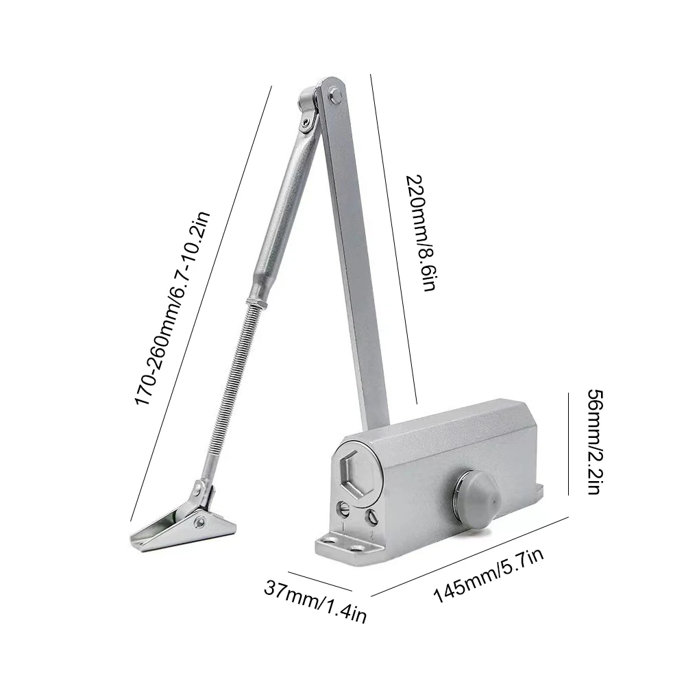 Automatic Door Closers Security System Adjustable Closing/Latching Speed Aluminium For Left And Right Hand Doors 25-45KG 45-85KG