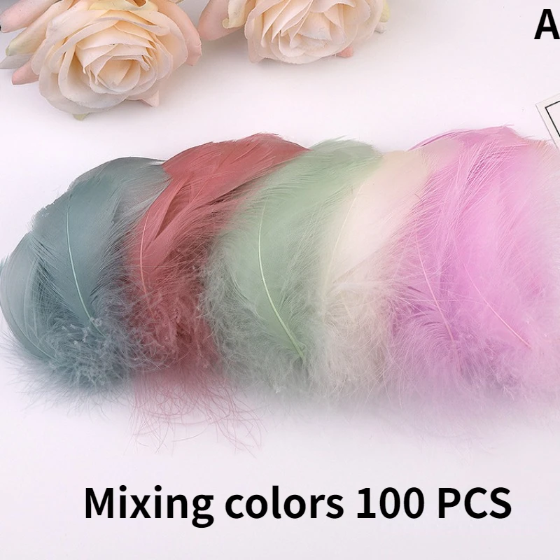 100/200PCS 5-8cm colored feather DIY jewelry material dyed large floating feather dyed goose feather small floating feather