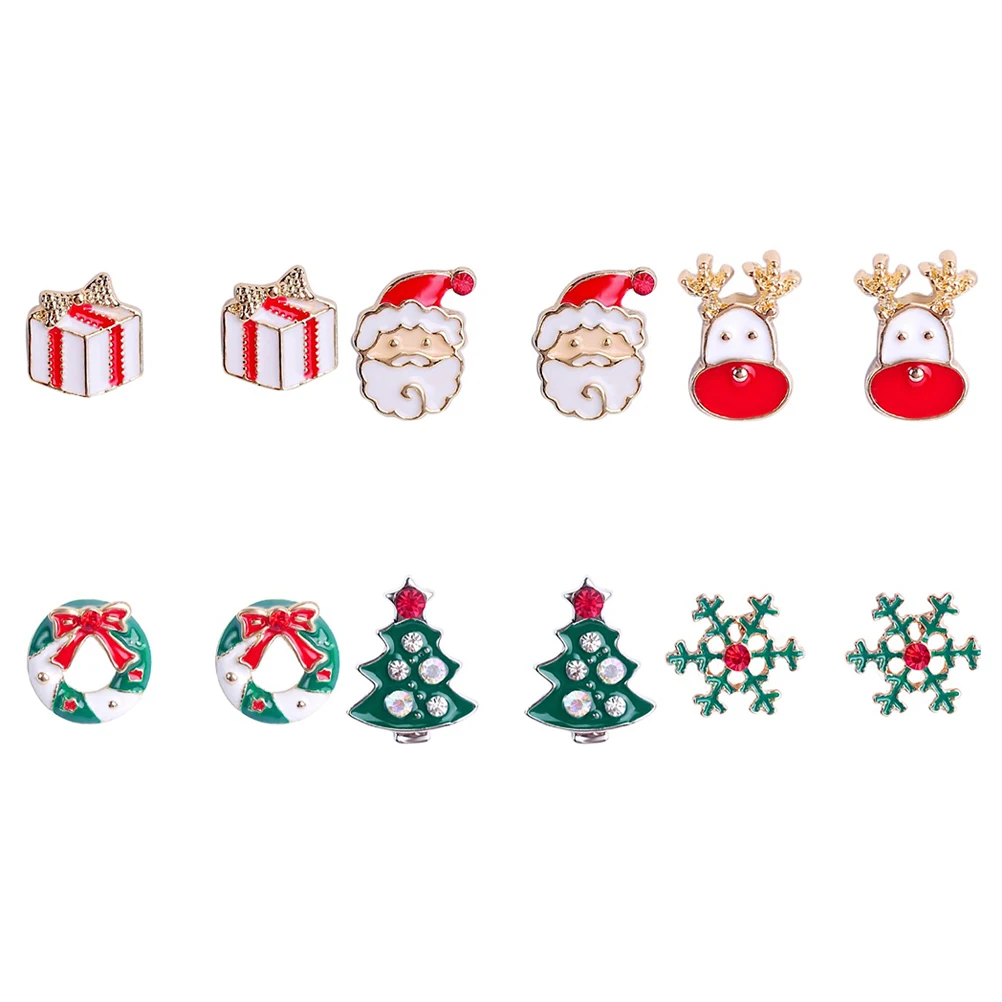 

12 Pcs Deer Stud Earrings Accessories Christmas Gifts Casual Ear Stud Jewelry Party nament Premium Material Long Use