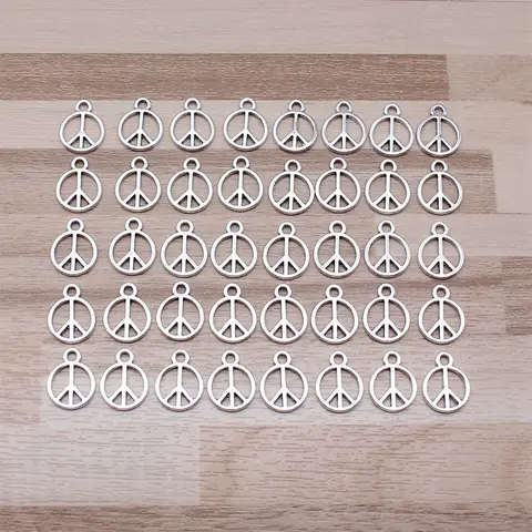 IFOCUS 40pcs/Lot Peace Symbol Charms For DIY Jewelry Making Zinc Alloy 13x10mm/0.51x0.39inch