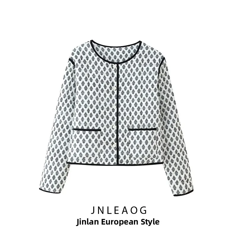 

JNLEAOG Autumn New Women's Faion Design Quilted Jaet Straight Cut Polyester Regular Length Button Closure Ladies Coat