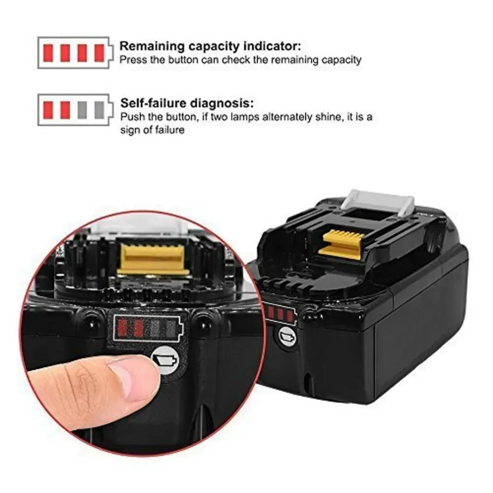 100% Compatible for Makita 18V Rechargeable 6Ah Power Tool 18650 Battery Lithium Ion Replacement LXT BL1850 BL1860B BL1860 DHP48