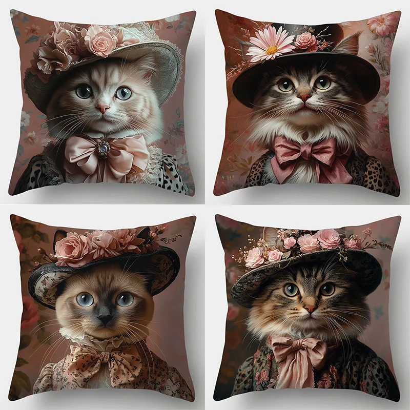 4 Piece Pillow Cover Set Art Themed With Carved Flowers Or Other Patterns On Each Cover Ideal For Home And Sofa Decoration