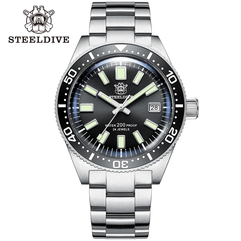 

STEELDIVE Men's Automatic Mechanical Watch SD1962 Pot Lid Sapphire Crystal Japan NH35 Movement 200M Waterproof Dive Wristwatch