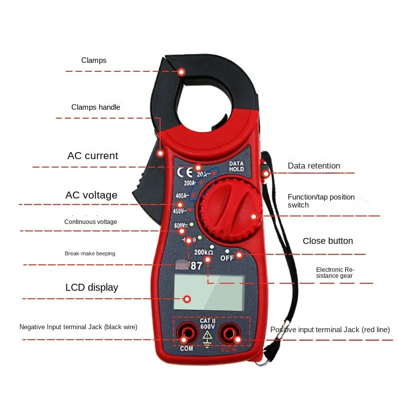 Electrical Measure LCD Digital Clamp Meter AC/DC Multimeter Current Amper Capacitance Pliers Ammeter Resistance Tester