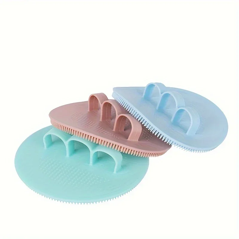 1 Pc Bath Massage Brush, Equipped With Soft Bristles And Three Finger Exfoliating Brush Head - Suitable For Bathing
