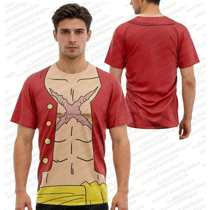 2026 Neuheiten Luffy Cosplay T-Shirt One Piece 3D-gedrucktes Kinder-Kurzarmshirt Themen-Comic-Ausstellungs-Kleidung