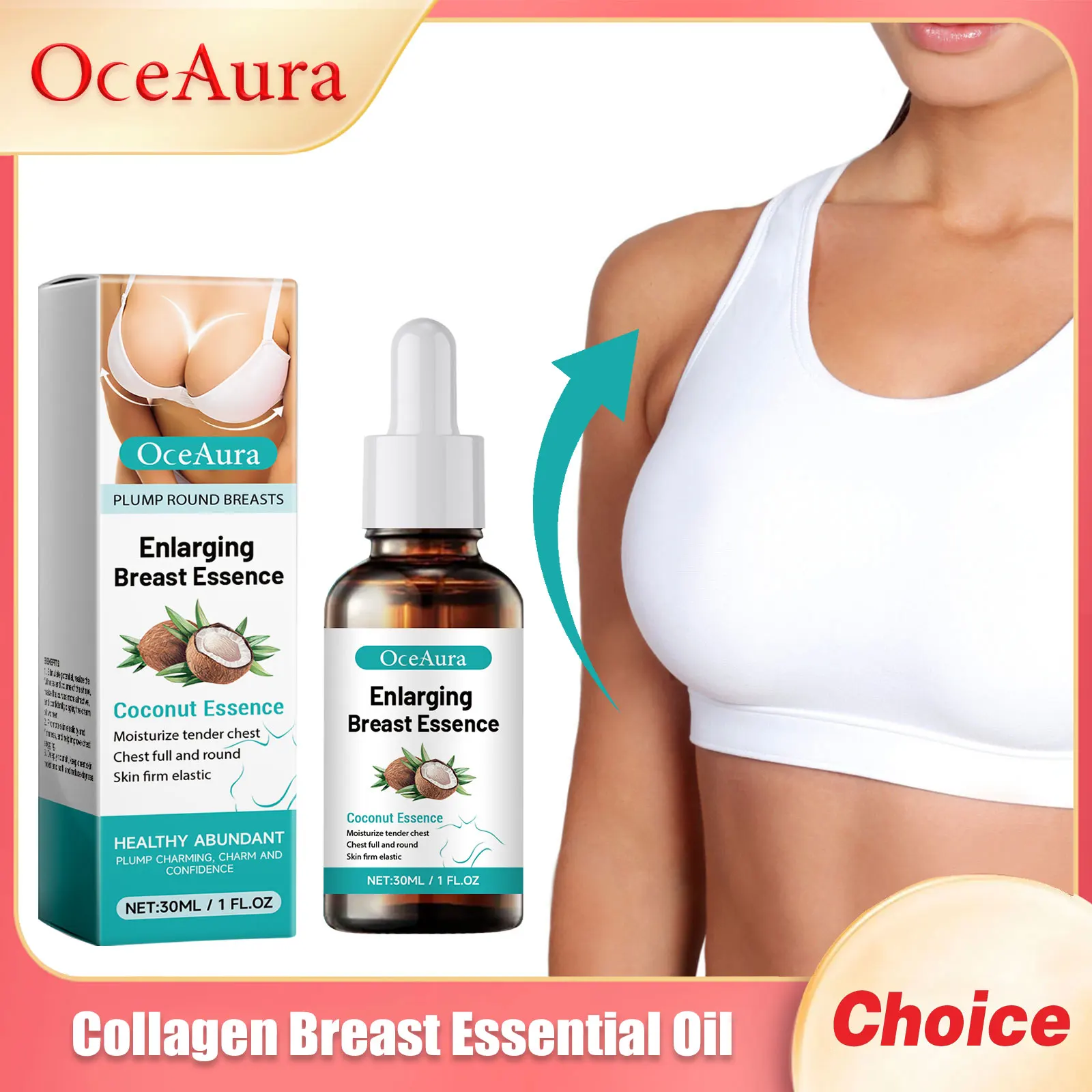 Collagen Breast Essential Oil Massage Firming Increase Elasticity Plumping up Bigger Size Deep Moisturize Breast Enlargement Oil