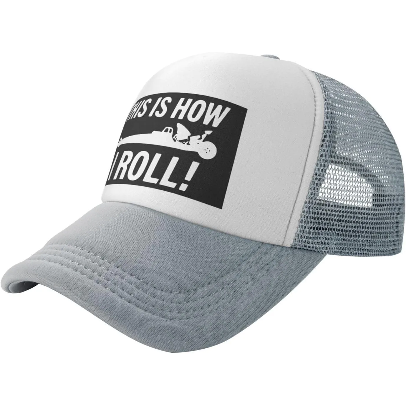 This Is How I Roll Drag Racing Trucker Hat Polyester Mesh Snapback Cap for Adult Unisex Casual
