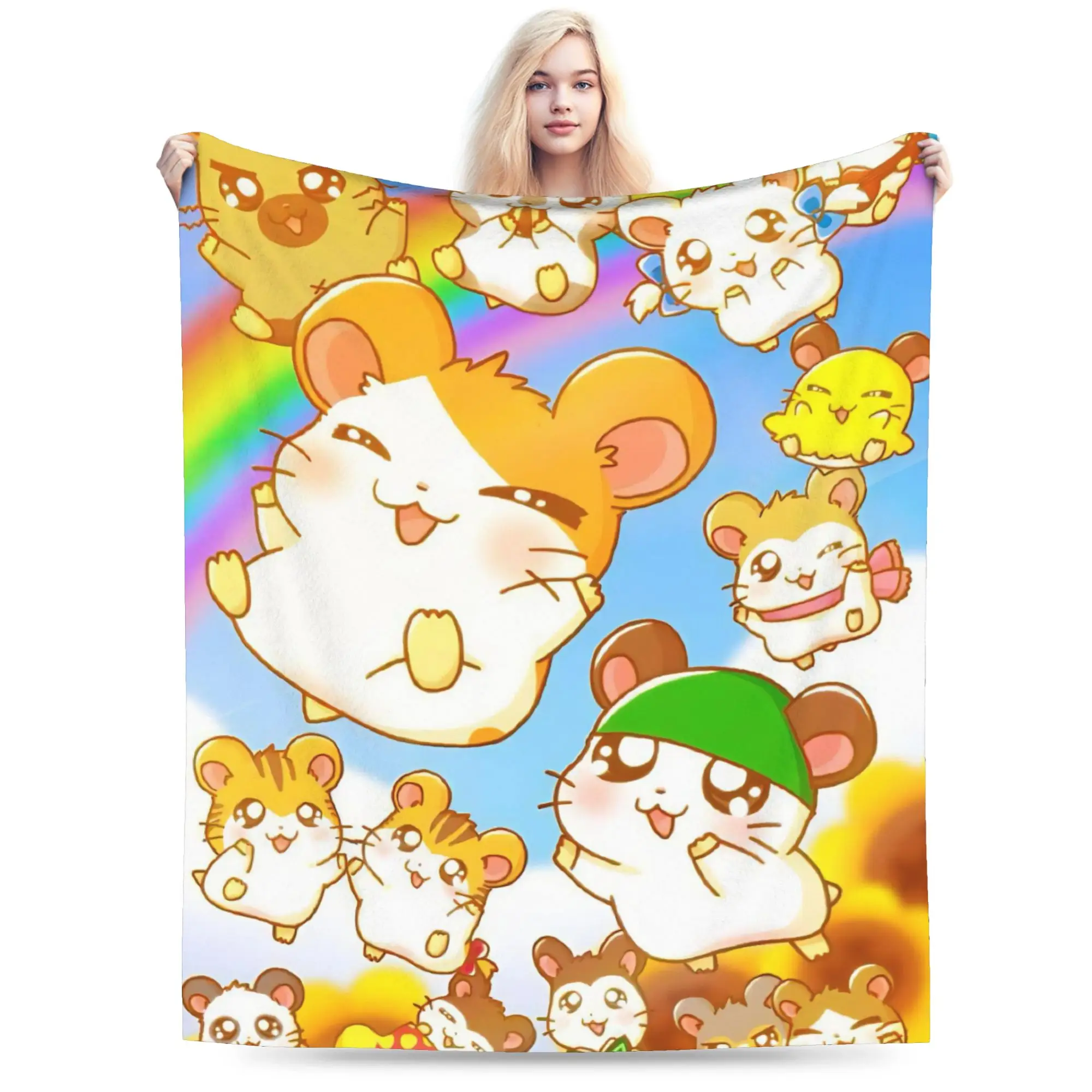 Cute Hamtaro  Warm Soft Blanket  Kids Adult Plush Throw Blanket Comfortable Couch Chair Flannel Bedspread Sofa Bed Cover