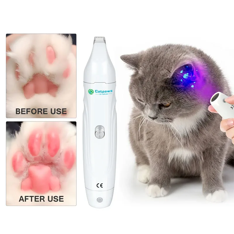

Stress-Free Pet Hair Trimmer with Cat Moss Lamp Claw Grinder & Paw Hair Clipper for Dogs Cats Low Vibration Quiet Grooming Tool
