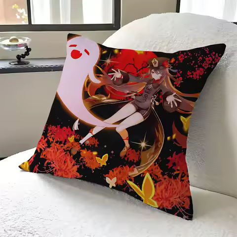 Anime Hu Tao Cushion Cover Pillowcase Upholstery Sofa Throw Pillow Home Decor Pillowcas