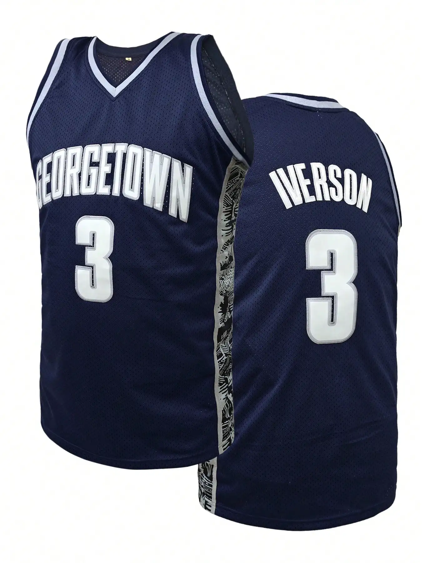 

Men's Deep Blue Sleeveless V-Neck Basketball-Style Jersey, Breathable Mesh, Loose Fit