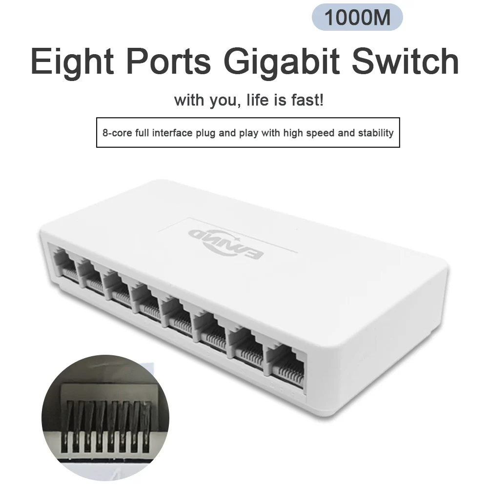 5/8 Ports Gigabit Network Switch 10/100/1000Mbps Auto-sensing RJ45 LAN Ethernet Switching Hub Shunt for CCTV Network Switch