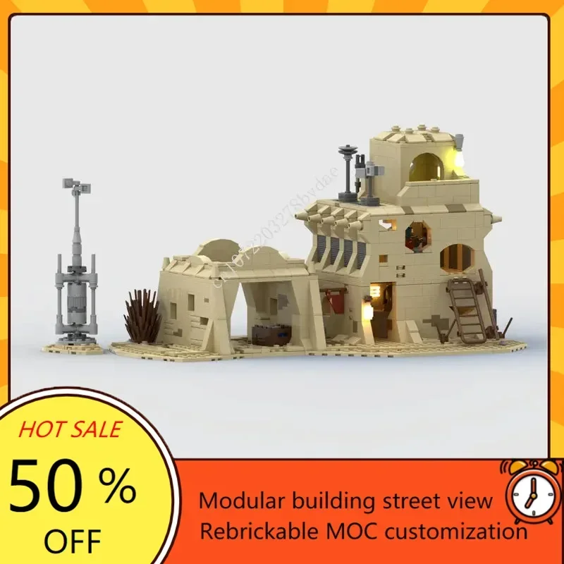 851-pieces-moc-space-battle-tatooine-boutique-et-garage-modele-de-puzzle-personnalise-technologie-jouets-creatifs-a-assembler-soi-meme-cadeaux