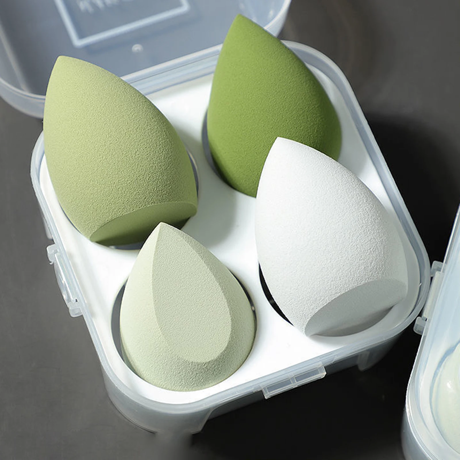 Éponge de maquillage anti-cernes, 4 pièces, poudre cosmétique lisse, bouffante, forme coupée, BB crème, fond de teint, goutte d'eau, biseau, outil mélangeur de maquillage