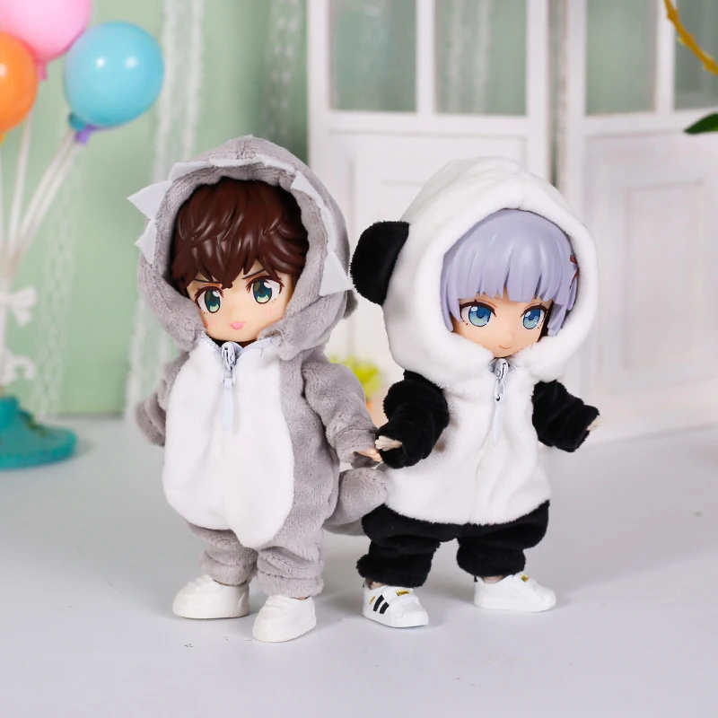 Ob11 Doll Clothes Cute Shark Panda Animal Jumpsuit Hooded Pajamas Household Clothes for Ob11,Obitsu11,GSC,1/12bjd Doll Clothes image 3