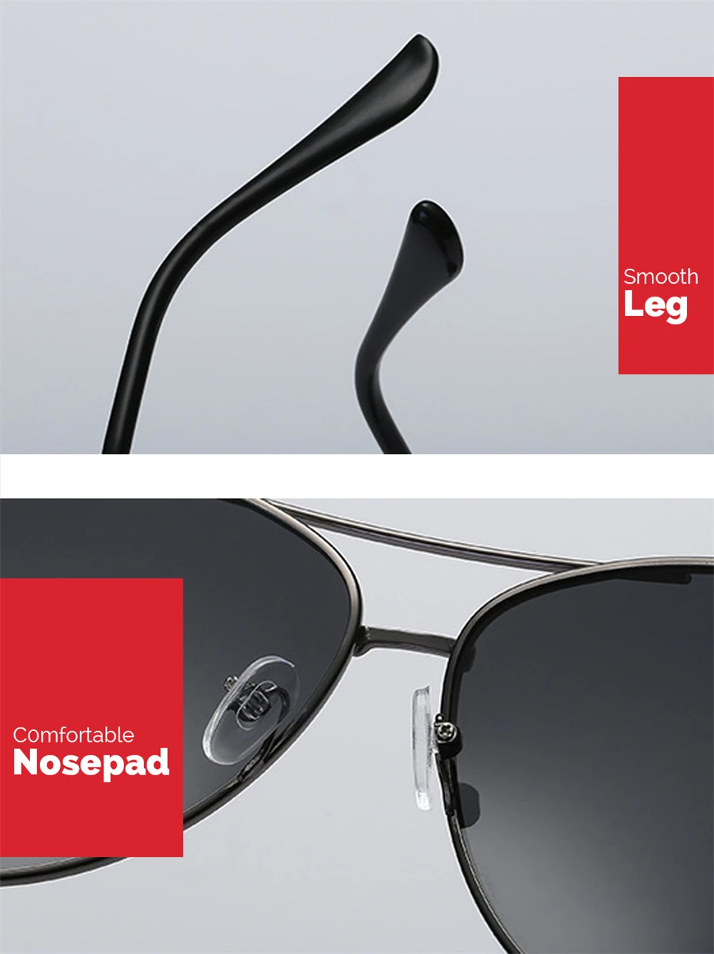 VIVIBEE Metall Polarisierte Sonnenbrille Männer Pilot Spiegel Luftfahrt Fahren Brille Klassische Angeln mit UV400 Frauen Vintage Sonnenbrille – Detail 5