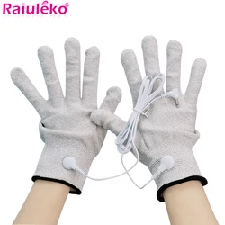 1Pair Magic Pulse Conductive Massage Gloves With Cable For Tens Health Care Machines Electric Acupuncture Physiotherapy Massager