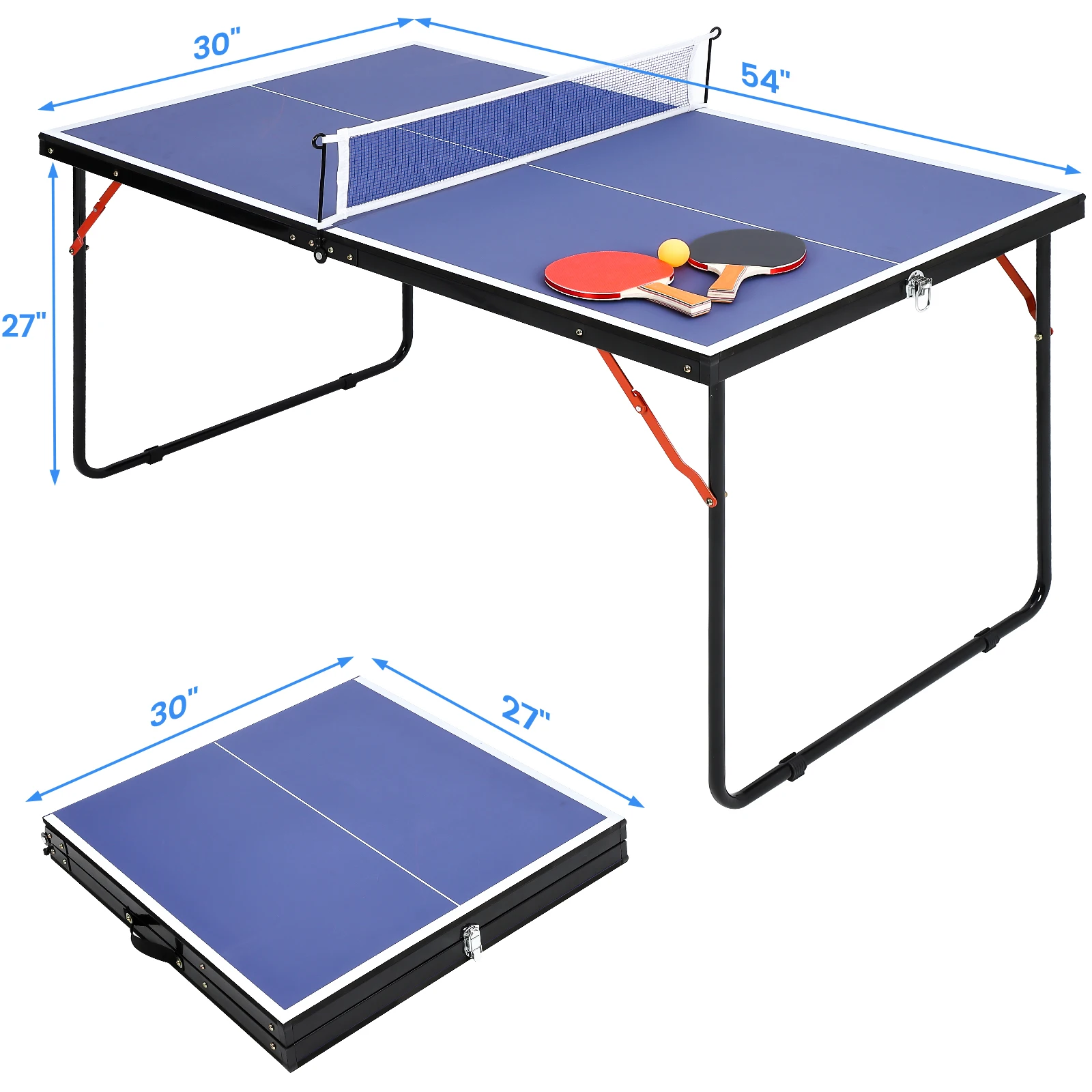 Ping Pong Table,Foldable,with Net and2 Ping Pong Paddles and 3 Balls,No Assembly,Portable Table Tennis Table Set,Festivals Gifts