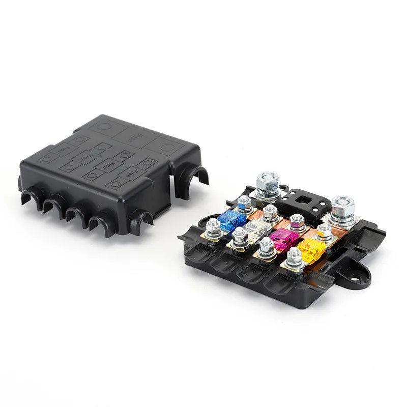 BX2054 Fuse Box 5 Way 1 in 4 Out Fuse Seat Box Modified RV Power Protection Power