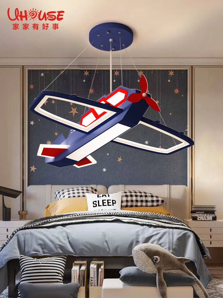 Imagem -04 - Lustre do Quarto das Crianças Desenhos Animados Criativos Decoração da Personalidade Iluminação do Avião Americano Lâmpada do Quarto do Menino Super Cool