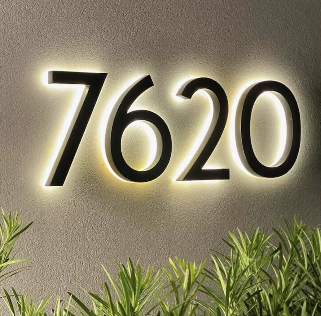 

Пользовательский адресный знак с металлической подсветкой, номер дома, адрес магазина, уличные светодиодные металлические буквы для стены