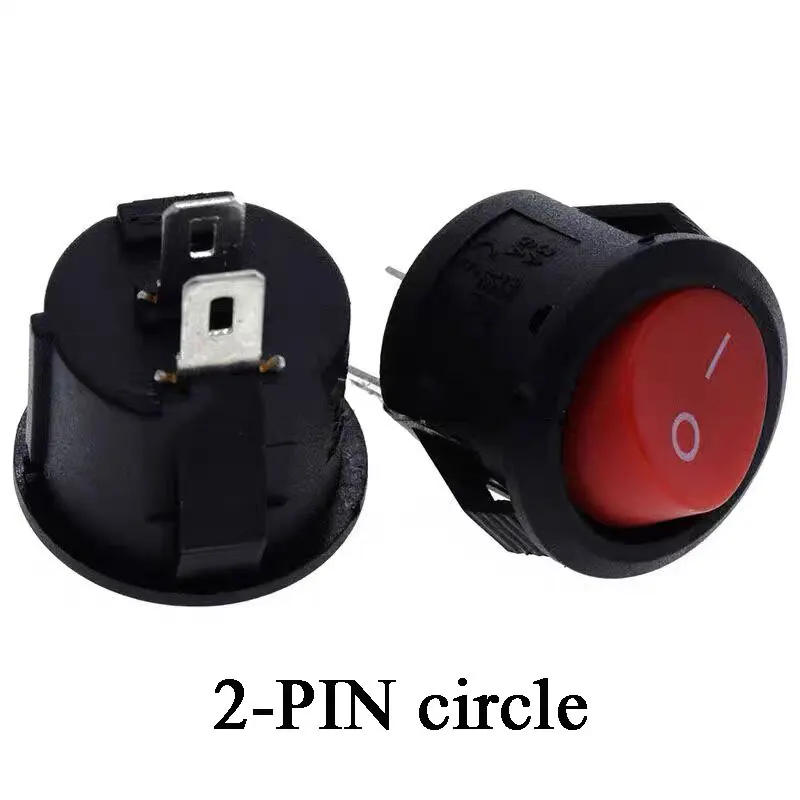 2Pcs KCD1 2Pin 3Pin round square button 3A switch KCD1 switch 15MM three-legged two-speed boat power supply