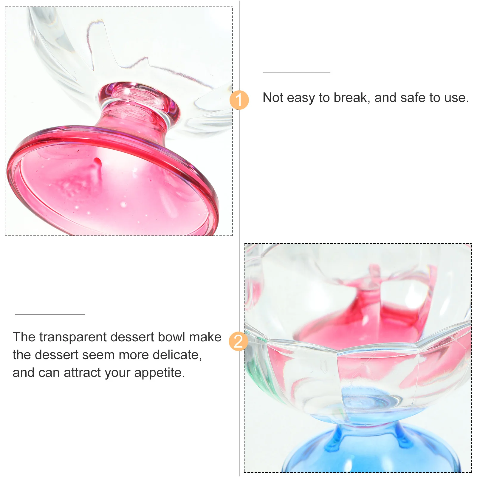 

3Pcs Ice Cream Bowl Footed Dessert Cups Plastic Serving Bowls Clear Snack Cup Ice Cream Dessert Dish Cups Safe