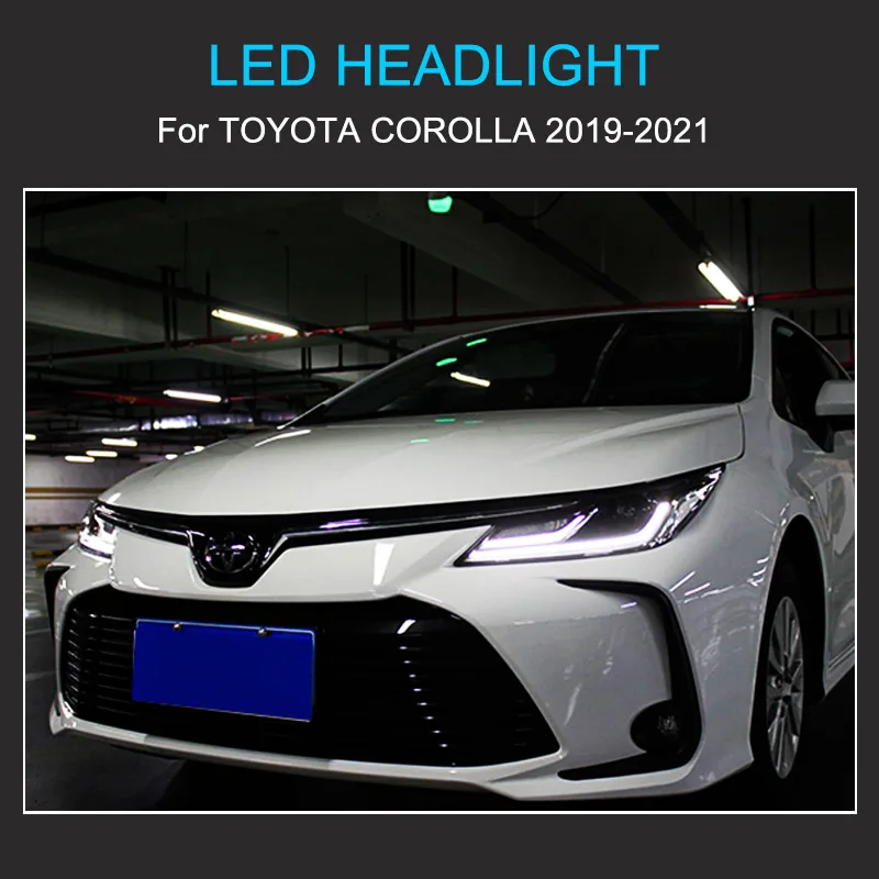 1 Pair LED Headlights for Toyota Corolla 2019 2020 2021 Headlights Plug and Play with DRL Turning Projector Lens Head Lights