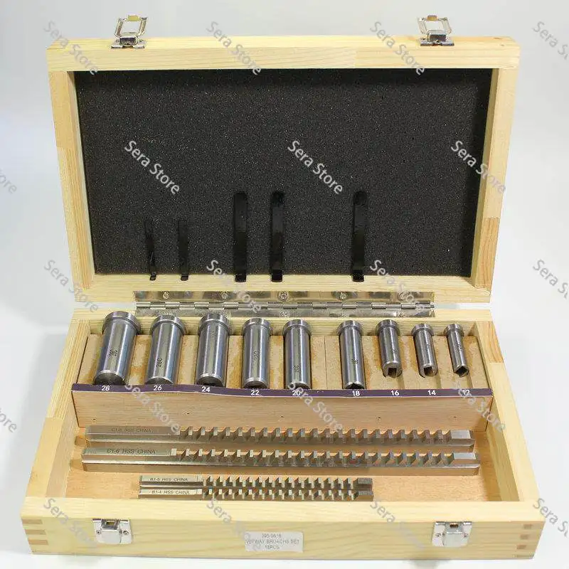 18PCS Metric Keyway Broach Set M2  Keyway Cutter Kit 6-18mm Bore Broaching Tool for Lathe Milling Machine Woodruff Cutter