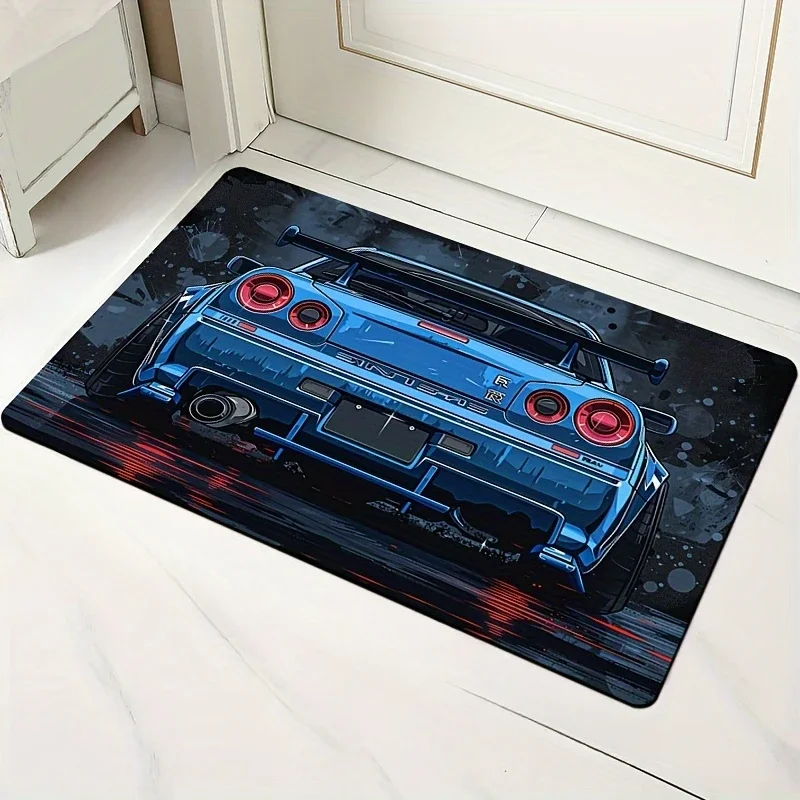 Cool Sports Car Design Doormat,flannel Rectangle Indoor Rug for Living Room,Bedroom,Kitchen,Entryway Non-Slip Decorative Carpet