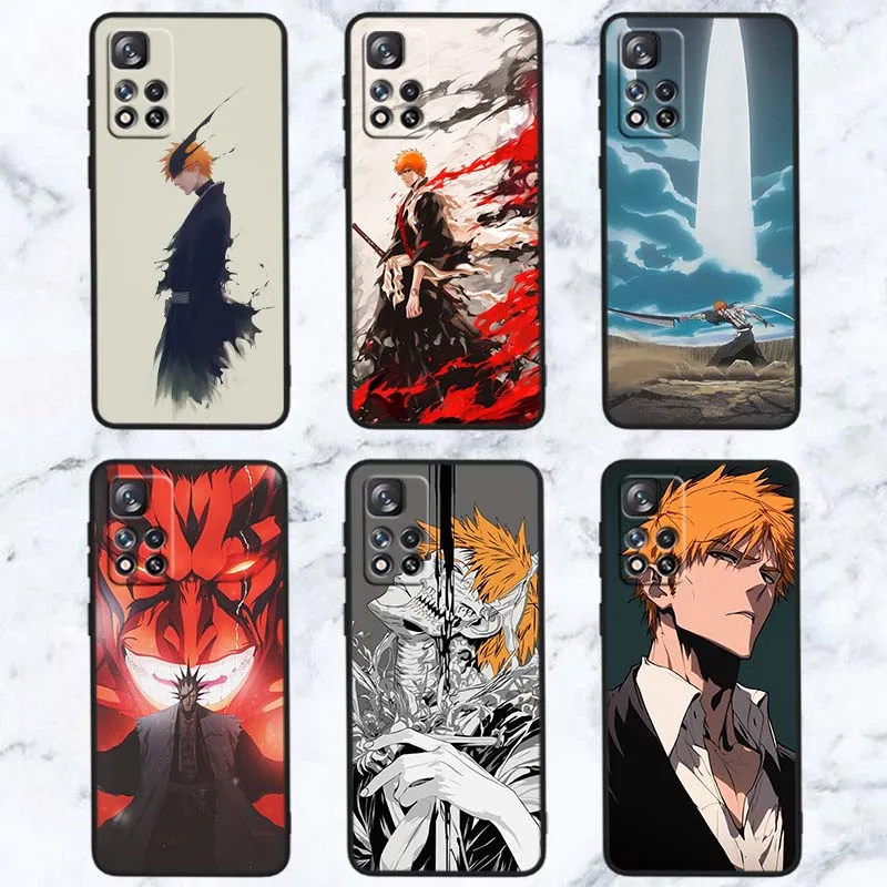 Чехол с изображением аниме «Блич Куросаки Ичиго» для Redmi Note 14 13 12 11 10 11T 11E 11S Note14 Pro Plus 5G, черный чехол для телефона Чехол с изображением аниме «Блич Куросаки Ичиго» для Redmi Note 14 13 12 11 10 11T 11E 11S Note14 Pro Plus 5G, черный чехол для телефона