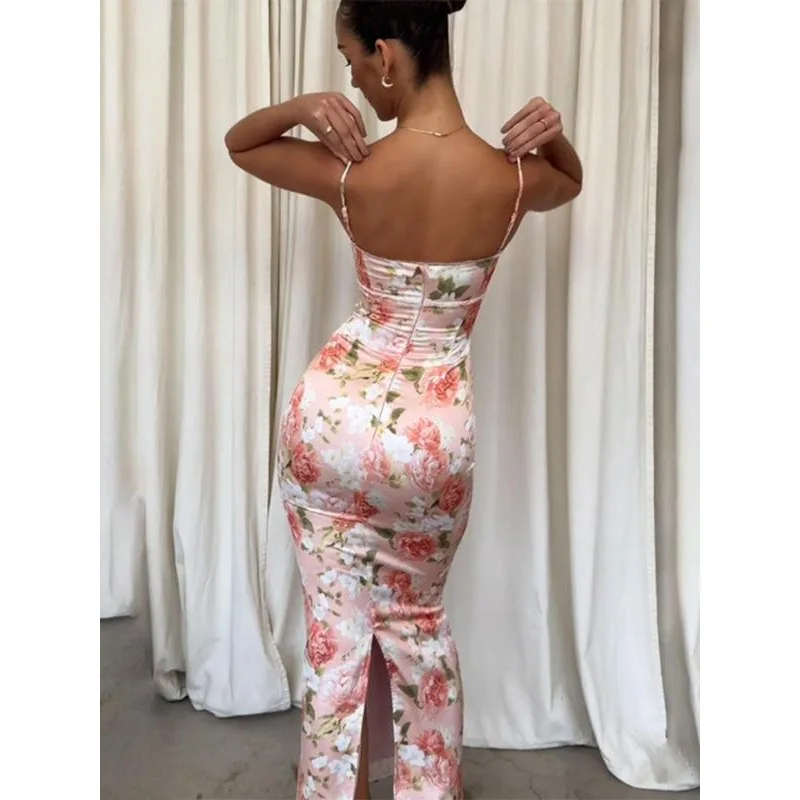 فستان نسائي طويل من Ele بطبعة زهور Dr Y9906 بحزام طويل Sve أنيق غير رسمي لموسم الربيع للسيدات #2