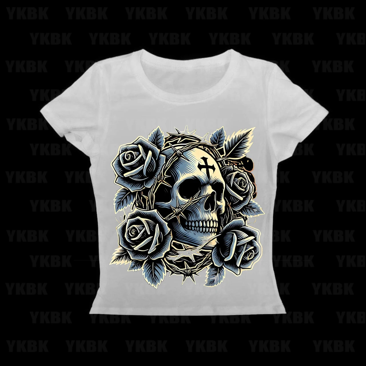 Women's Hot Selling  Skull Pattern Short Sleeved T-shirt Elegant, Fast Breathable Outdoor Sports Shirt Casual Round Neck Top