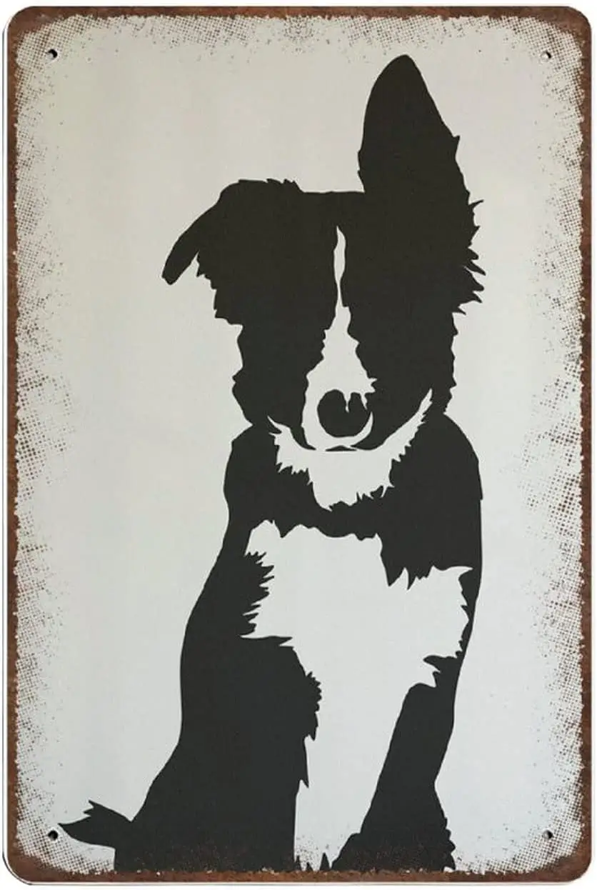 Vintage Border Collie Metal Tin Sign Retro Plaque Wall Decor For Home Kitchen Bar Pub Cafe Shop Office 12x16 Inch sign