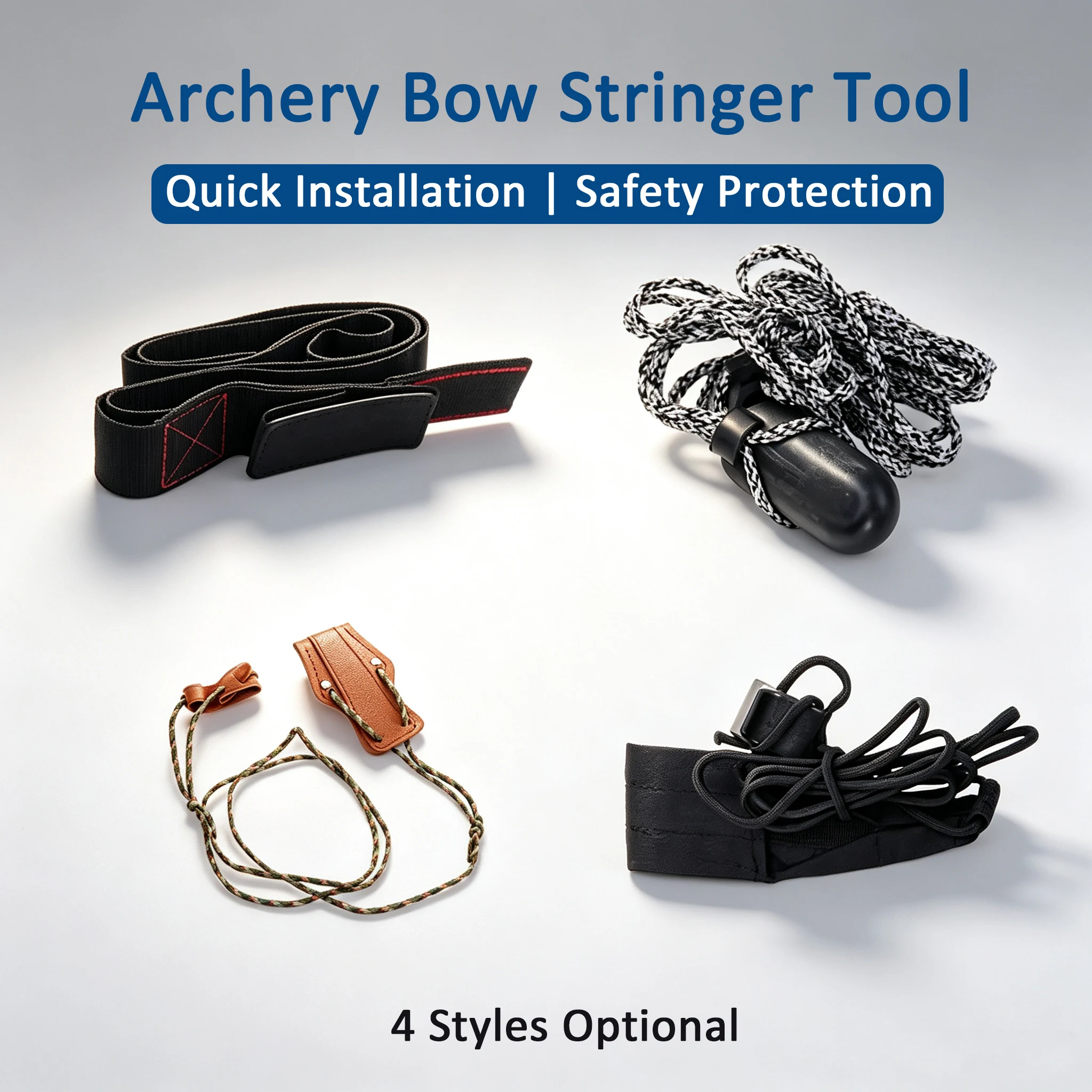 Recurve Bow Stringer Quick Install Bow Stringing Tool Safety Protection for Longbow Traditional Bow Universal Archery Accessory